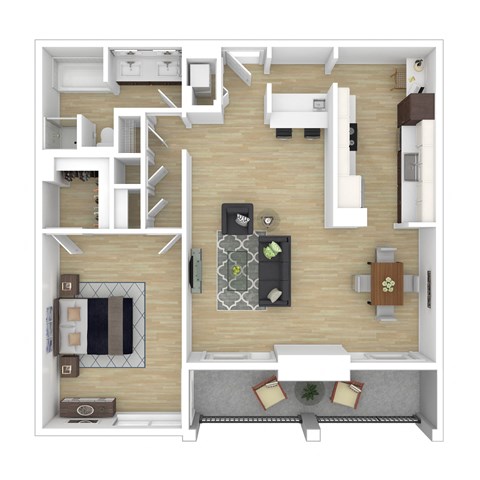 a floor plan of a house with a bedroom and a living room